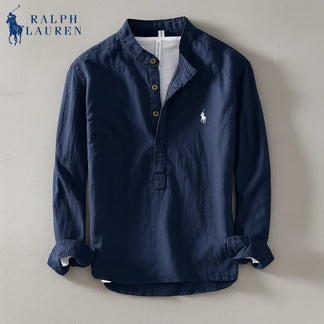 Premium Linen Shirt – Mandarin Collar