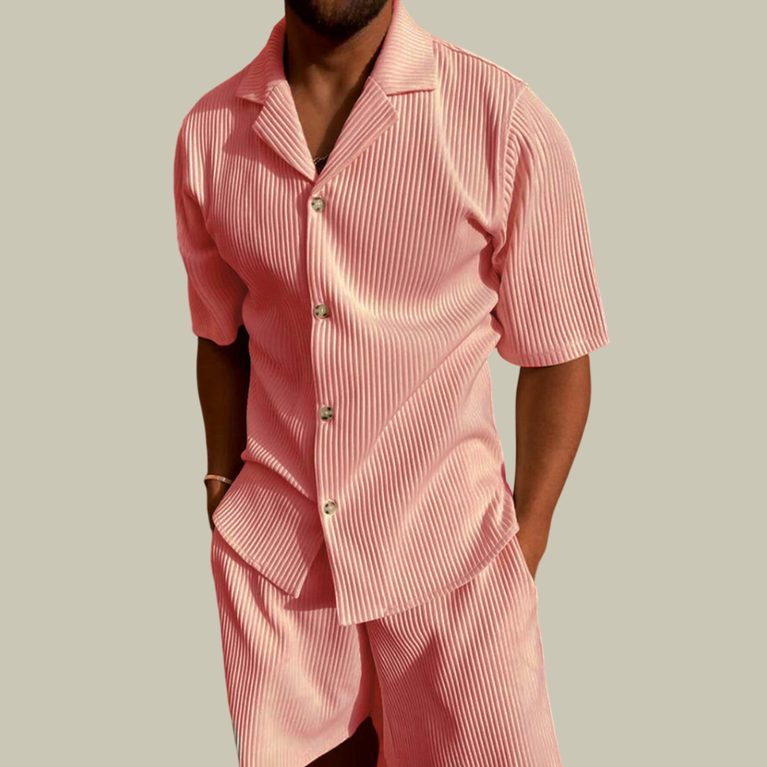 Lux & Classy • Men's Stylish Corduroy Polo Shirt and Short