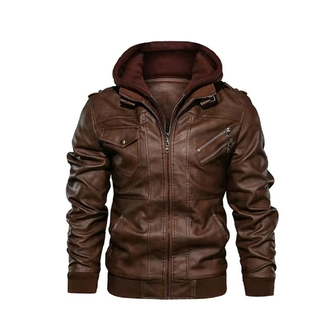 MEN'S BIKER STYLE LEATHER JACKET