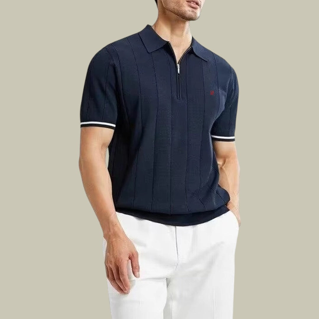 Lux & Classy • Men's Ribbed Knit Polo Shirt