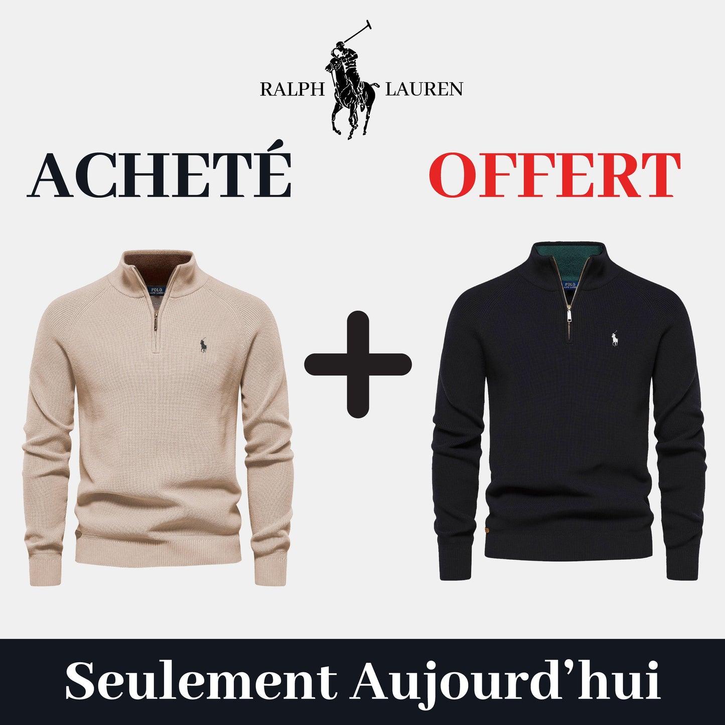 R&L 1+1 Zip Neck Sweater (CLEARANCE)