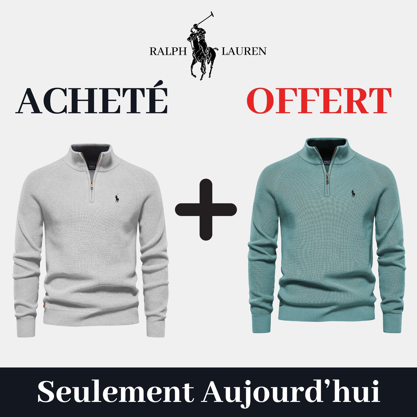 R&L 1+1 Zip Neck Sweater (CLEARANCE)