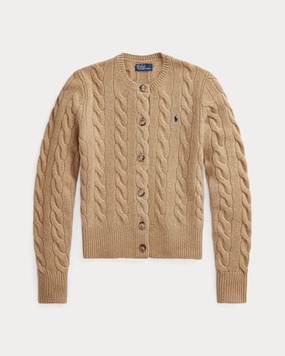Wool and Cashmere Cardigan in Braided Knit