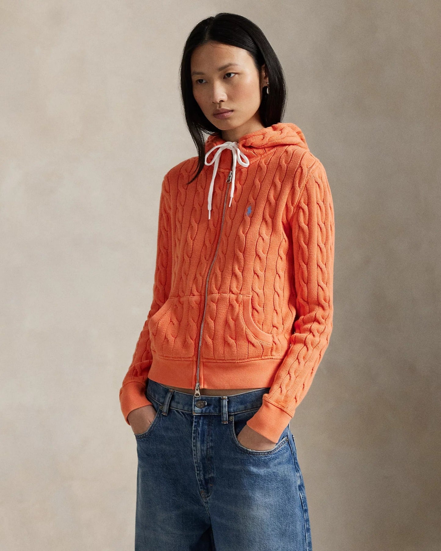 RL Sweatshirt | Knitted Cotton Hoodie with Zipper