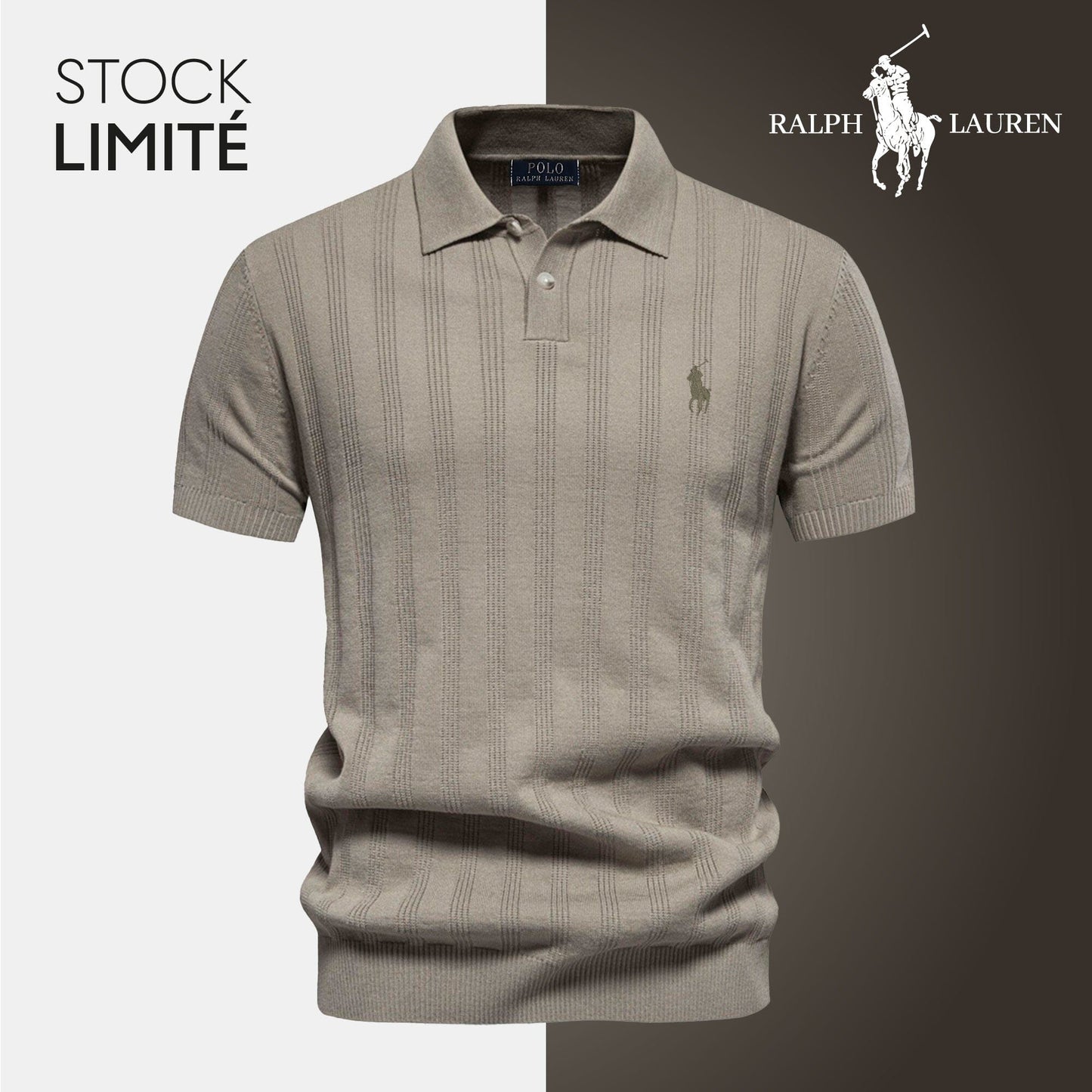 Men's Textured Knit Polo Shirt RL